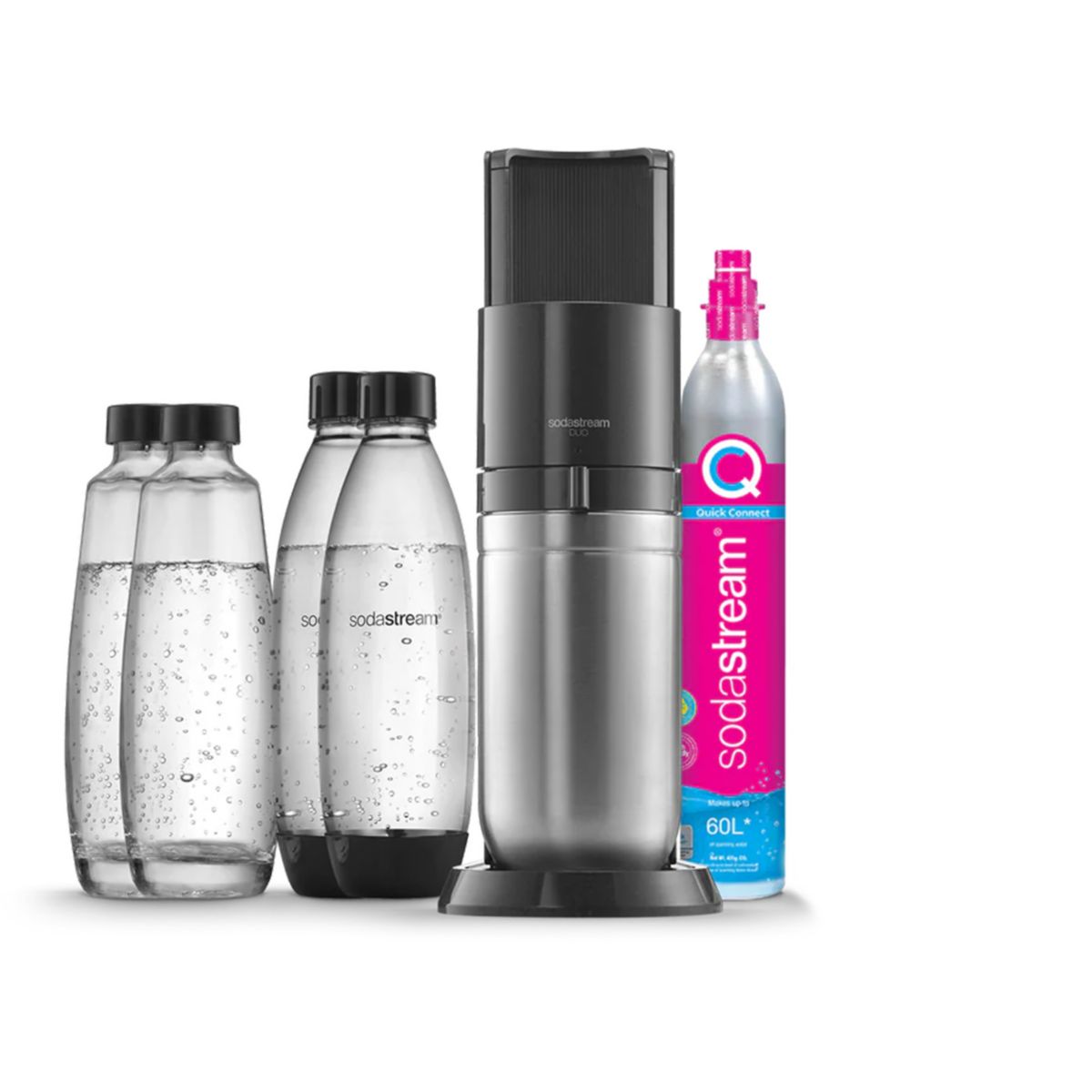 Machine à soda SODASTREAM DUO Noire Pack 2 carafes + 2 bouteilles ...