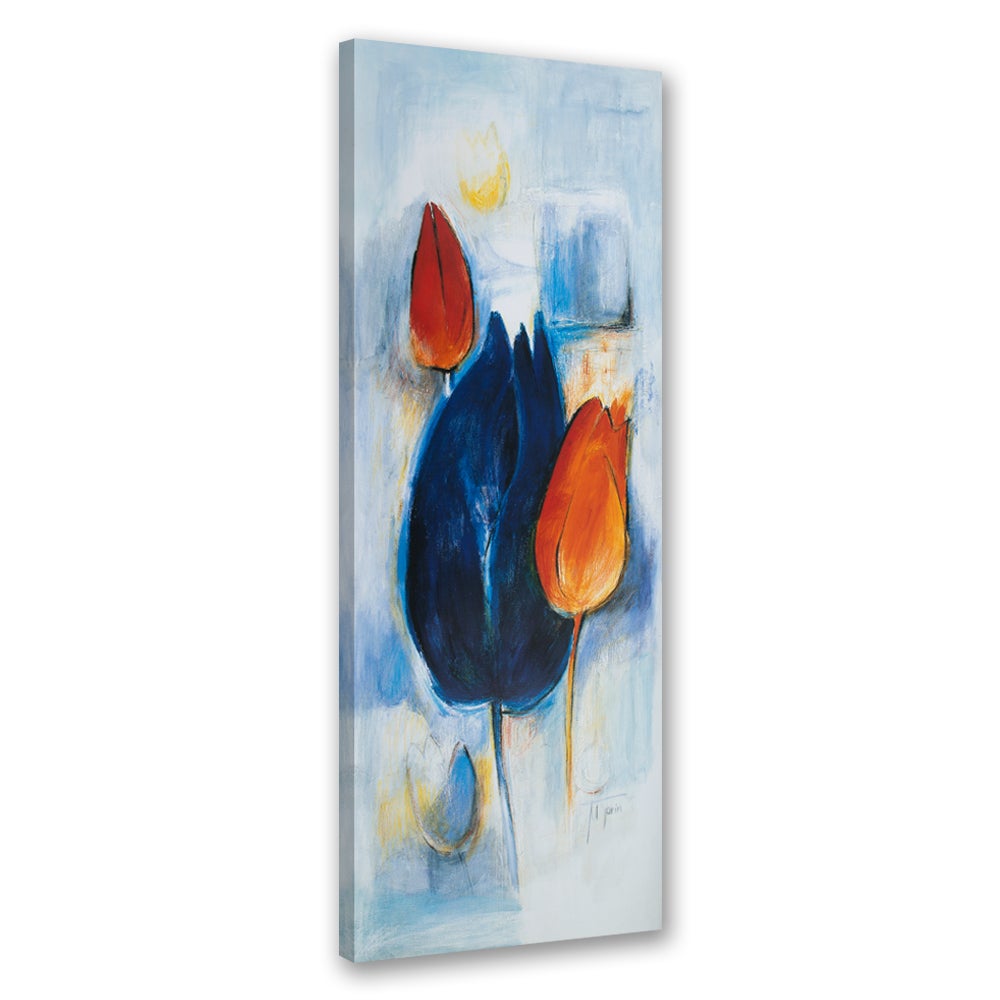 Obraz na płótnie, Bajkowe tulipany malowane 50x150
