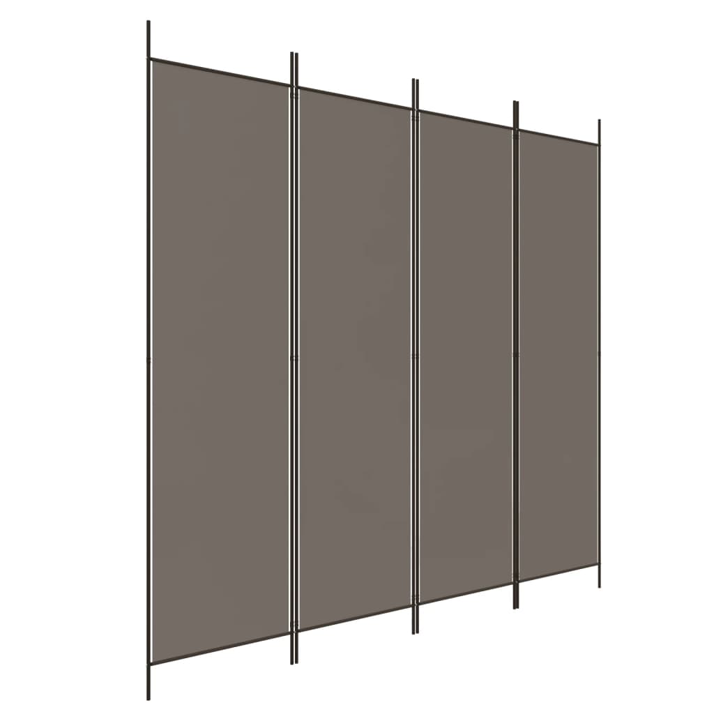 Paravientos | biombo divisor de 4 paneles de tela gris antracita 200x200 cm cfw74041