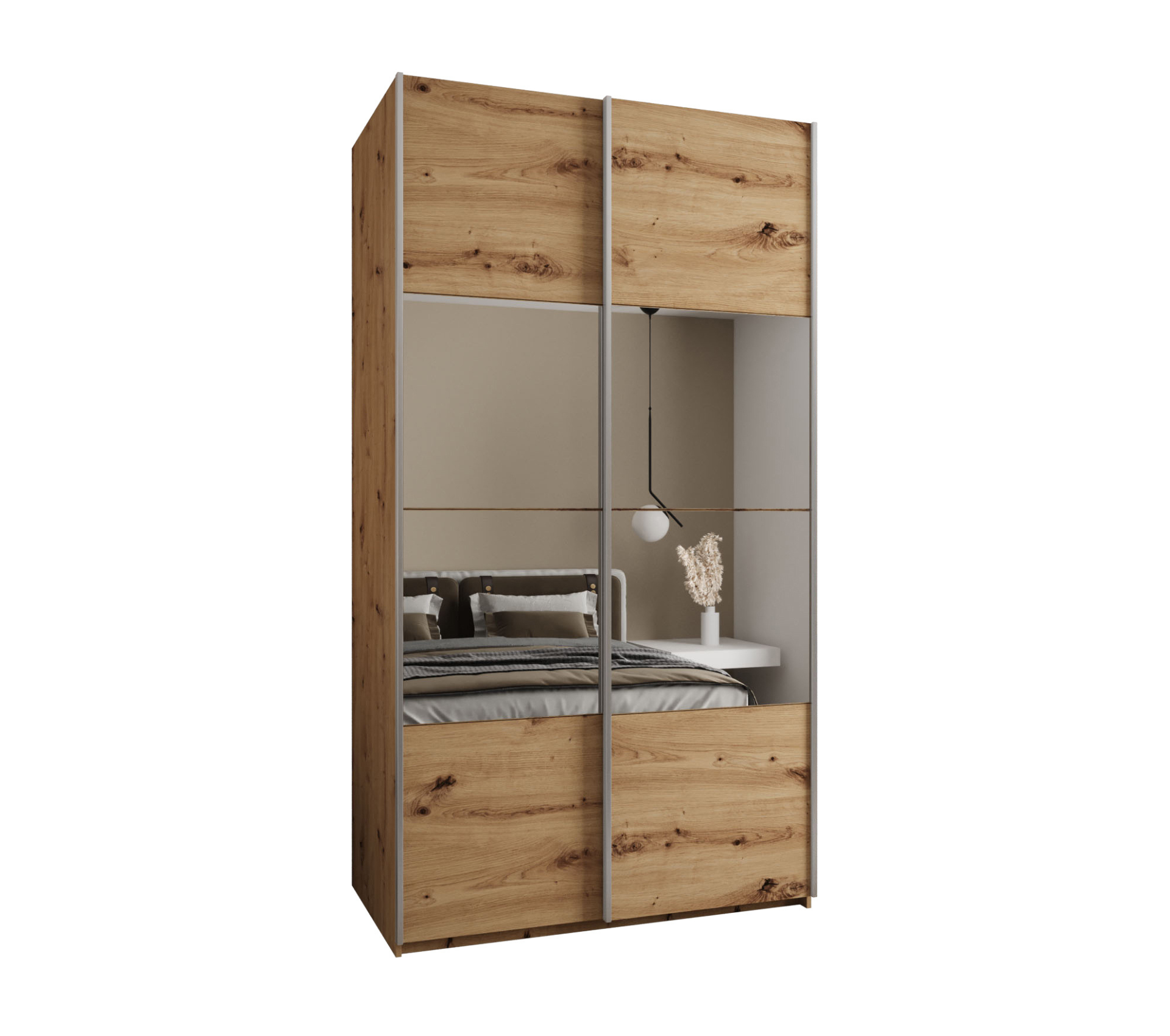 Szafa przesuwna wysoka Lux 4 140 x 64 x 245,5 cm artisan + artisan + u. srebrny - Abiks Meble