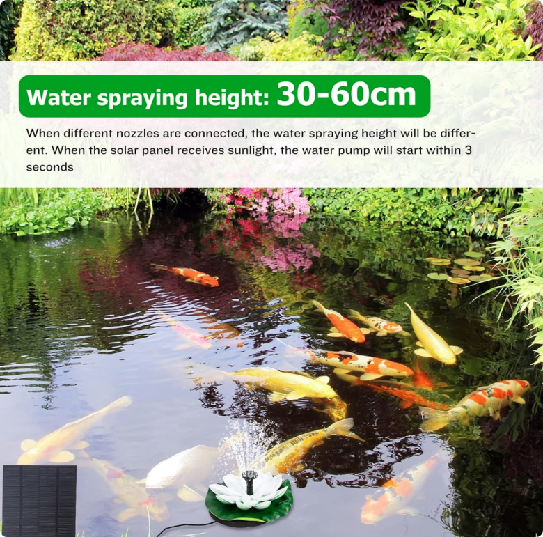 Fontaine solaire flottante d'extérieur avec nénuphar, bain d'oiseaux, pompe solaire, 4 modes pour bassin à poissons, jardin, aquarium, piscine，2.5W - 5