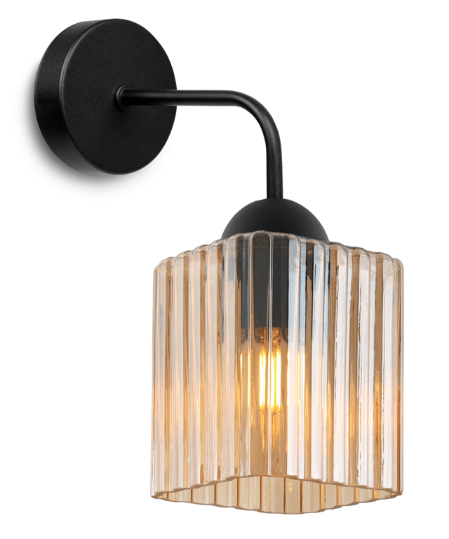 Lampa kinkiet ścienny Riffle loft 1xE27 klosz szklany sześcian 15cm miodowy Light Home LH