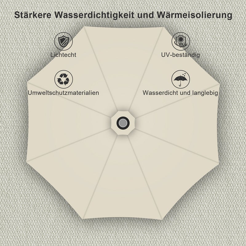 Parasol de jardin - Parasol - Résistantes à Intempéries - Ø 350 cm - Beige, Parasol de plage, Résistant aux UV - 5