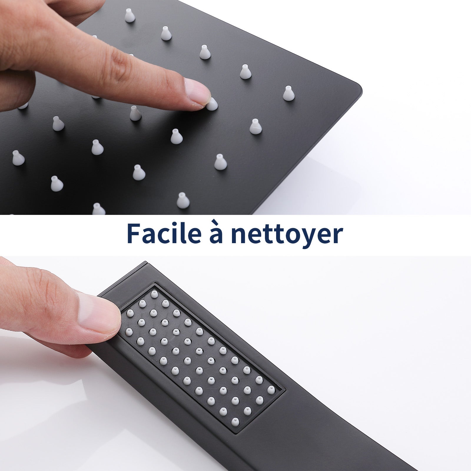 Colonne de Douche Encastrée Ensemble de Douche Mécanique avec Grande Tête de Douche Carrée 12