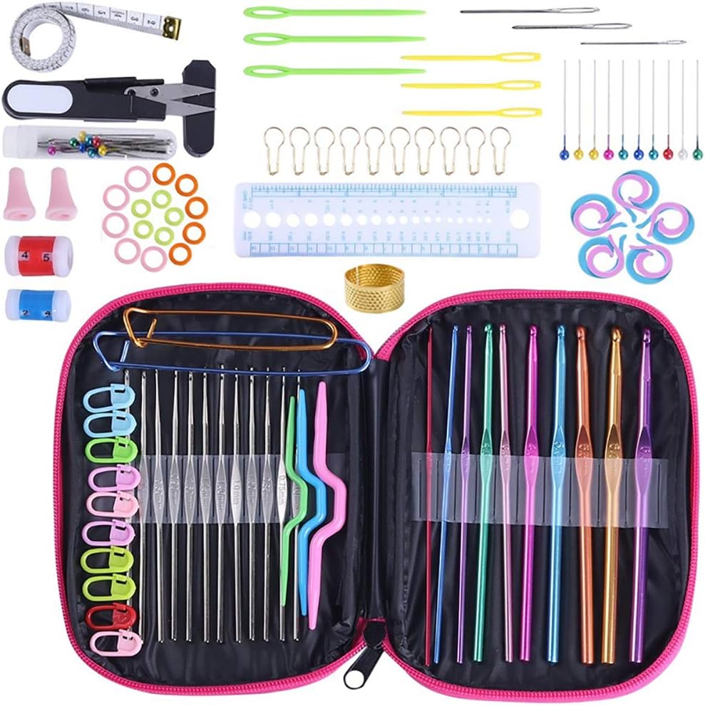 AOZUO Set 28 Pezzi: Anelli Regolabili Per Uncinetto E Segnapunti - Kit Accessori Maglia Fai Da Te