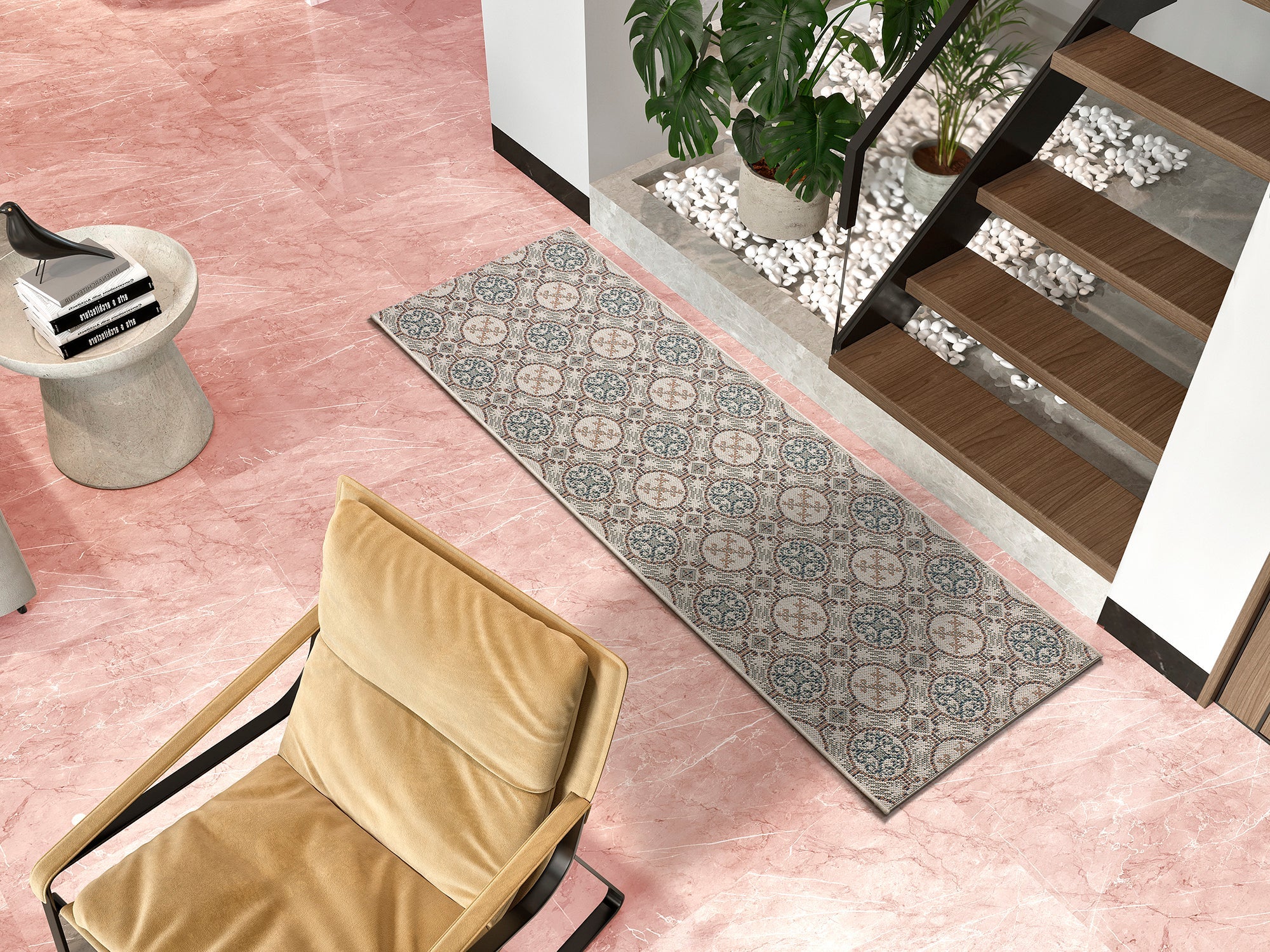 Alfombra exterior multicolor rectangular 65 x 200 cm lucca geométrico - atticgo