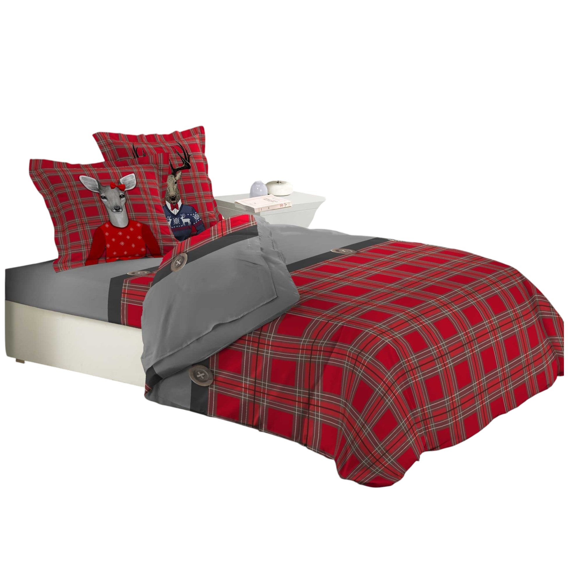 Parure de drap flanelle + taies d'oreiller 240 x 300 cm Family cerf — free download