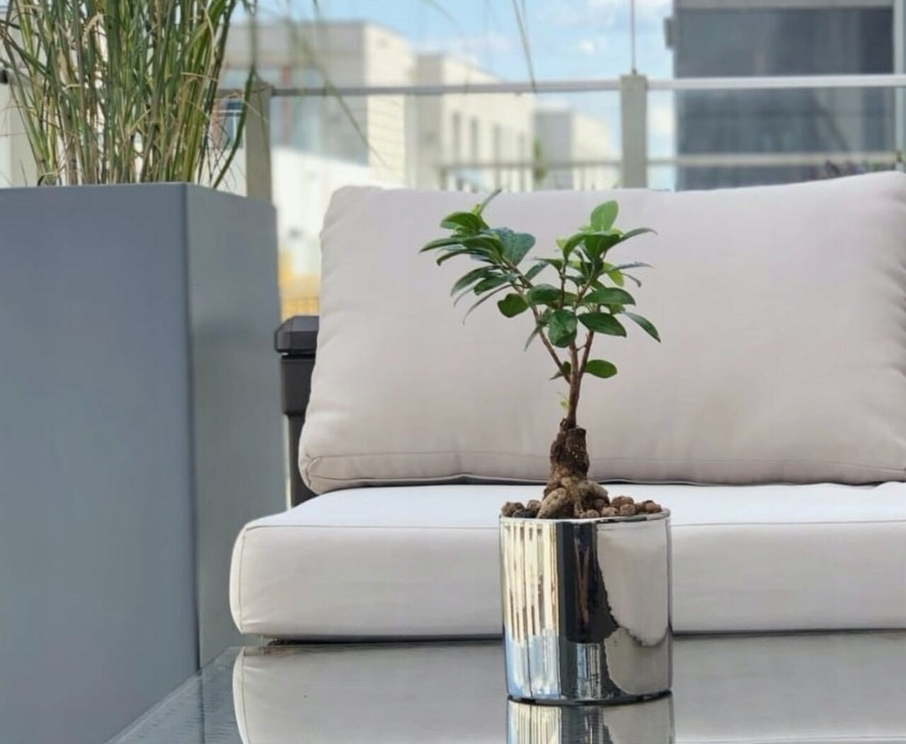 Doniczka donica srebrna ceramiczna połysk ø200 mm osłona cylinder ozdobna - KOTARBAU - 6