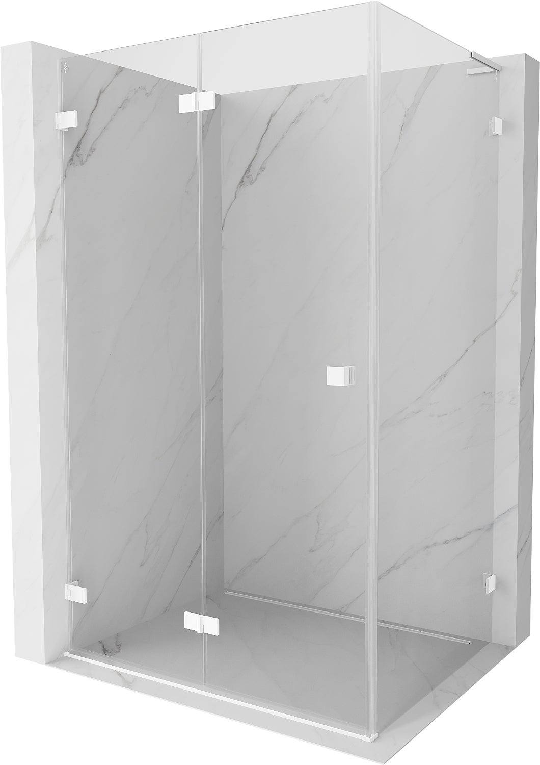 Mexen Lunar-F L kabina prysznicowa składana lewa 100 x 80 cm, transparent, biała - 836L-100-080-20-00-L