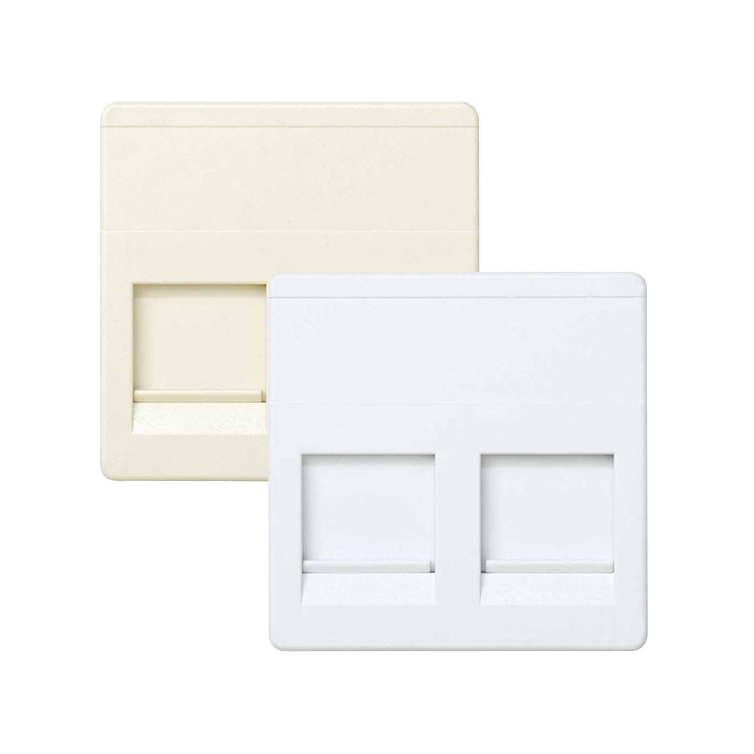 Plaque Prise Double Téléphone RJ11+Internet RJ45 SIMON 27 Play 27486 - Ivoire - PVC - 2