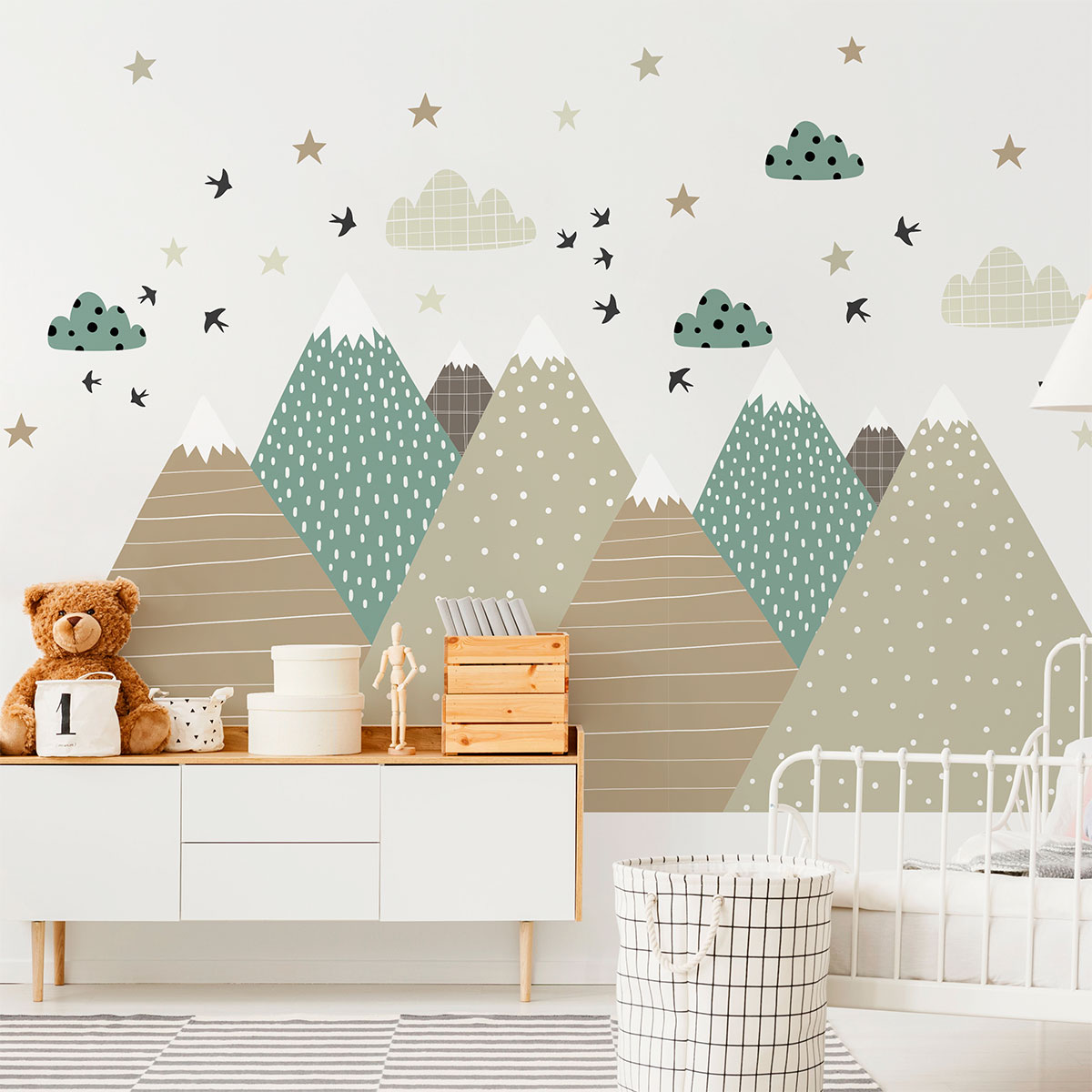 Vinilo niño escandinavo de montaña giska - adhesivo de pared - revestimiento sticker mural decorativo - 120x180cm