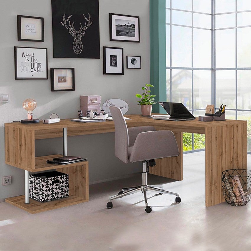 Bureau d'angle effet bois et noir Garry | Maisons du Monde