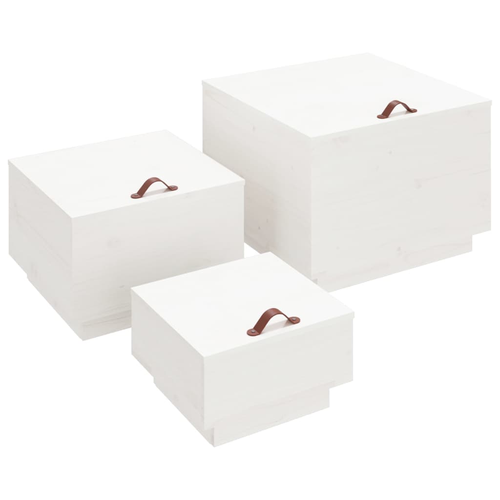 Maison Exclusive Cajas de almacenaje con tapa 3 pzas madera maciza pino blanca Leroy Merlin