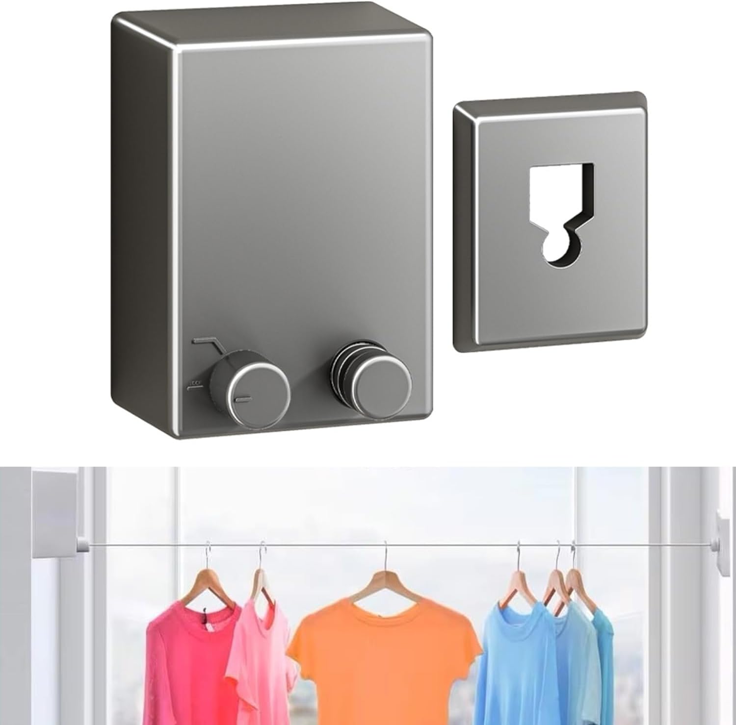 Rozsuwana linka do suszenia ubrań, przenośna linka do suszenia ubrań, obudowa ABS + aluminium, odpowiednia na balkon, długość 4,2 metra, kolor szary