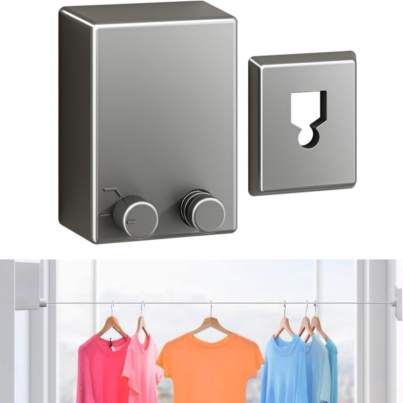 Rozsuwana linka do suszenia ubrań, przenośna linka do suszenia ubrań, obudowa ABS + aluminium, odpowiednia na balkon, długość 4,2 metra, kolor szary