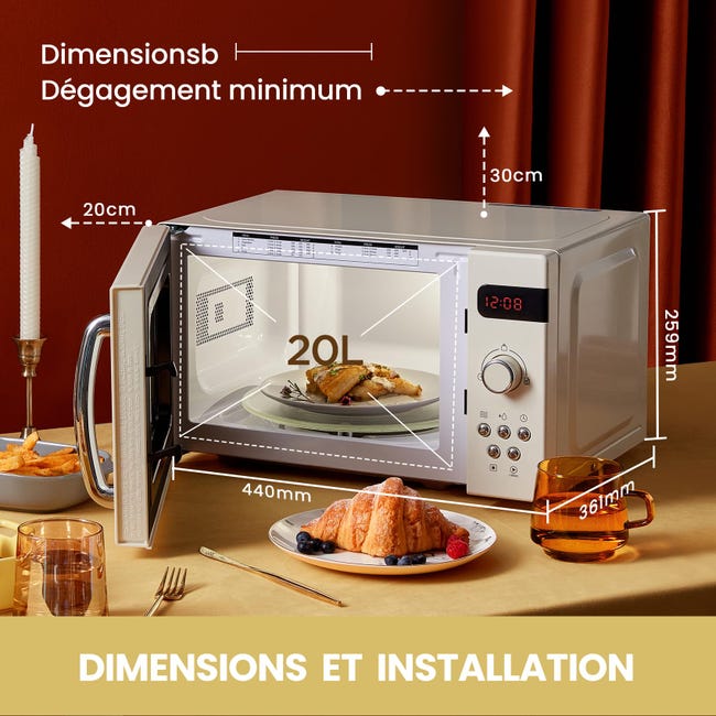 Micro-Ondes Rétro Cmsro 20Di Cr Avec 8 Renus Rutomatiques, 5 Niveaux Micro-Ondes Rétro Cmsro 20Di Cr Avec 8 Renus Rutomatiques, 5 Niveaux