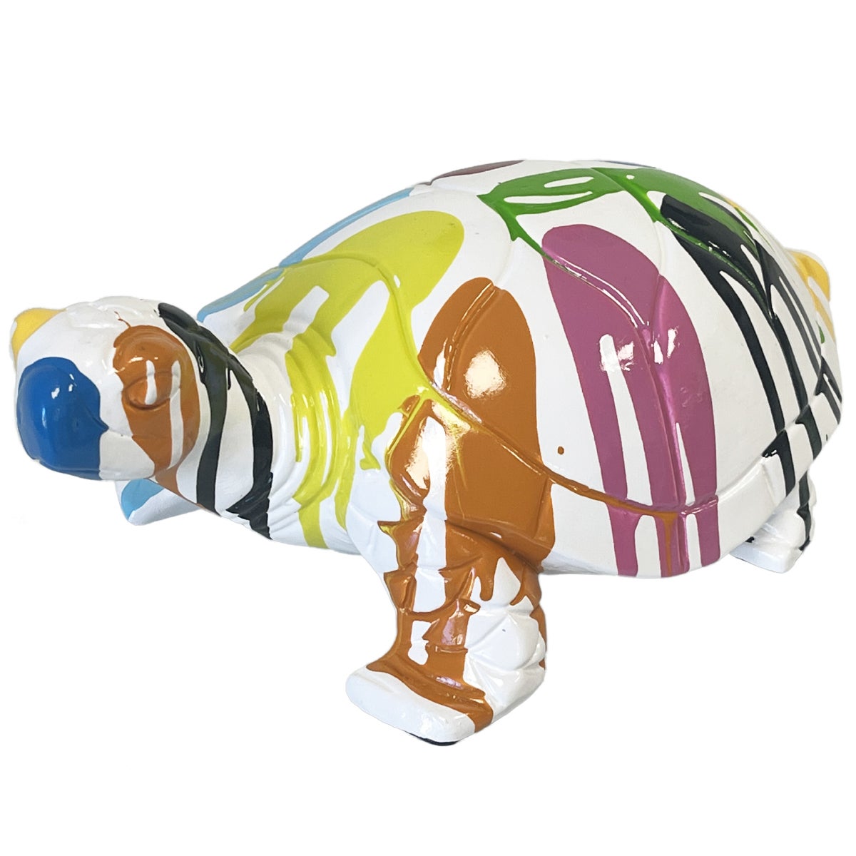 Statuette Tortue En Céramique - Blanche Et Multicolore - TDK IMPORT - Neuf