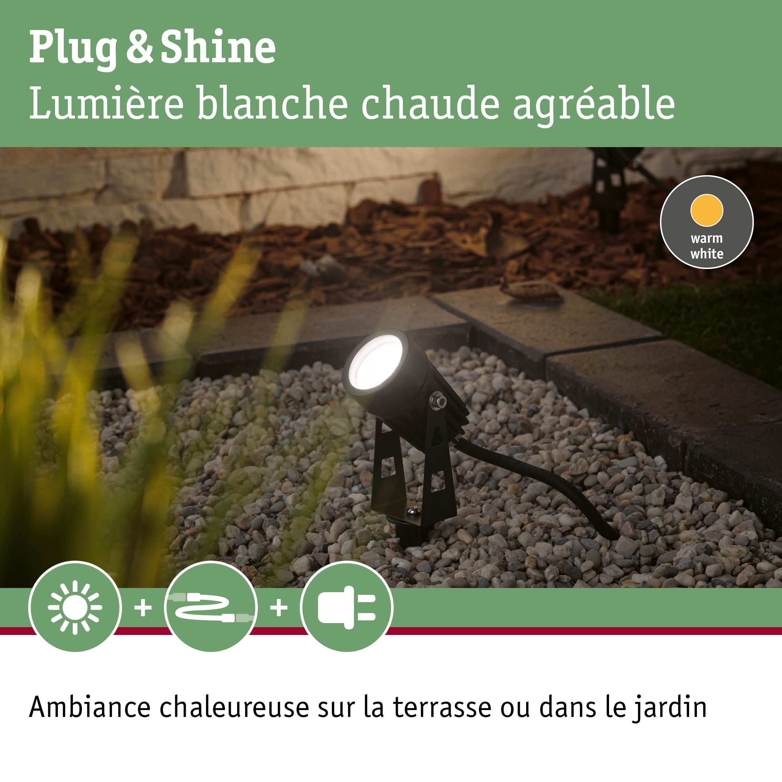 Plug & Shine Borne lumineuse LED Ito Luminaire individuel Orientation horizontale IP65 3000K 6W Anthracite - 6