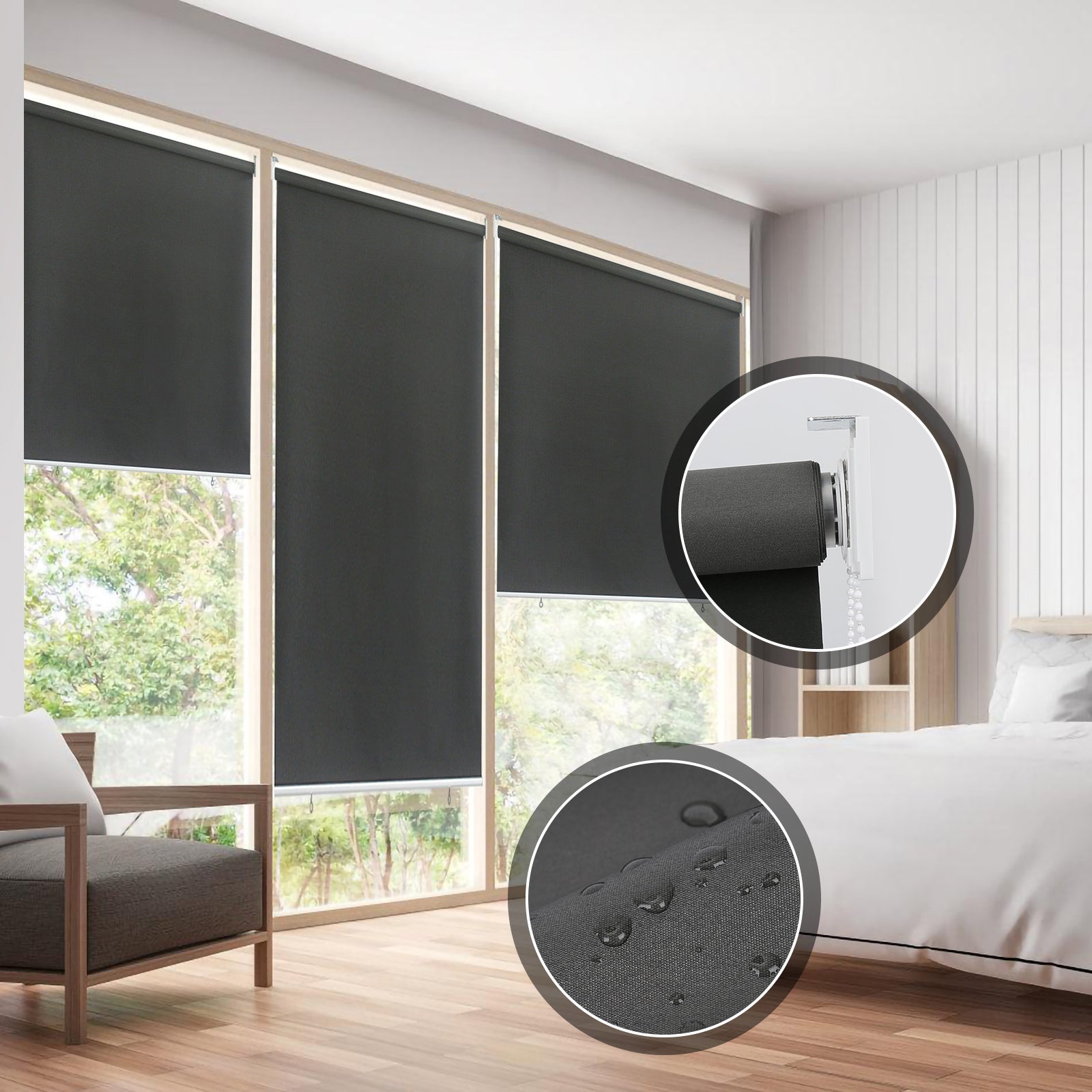 Roleta Pionowa 180x140 cm na Balkon Brise Vista Tela Wodoodporna Ociemniająca 80% Ciemnoszary Fixation