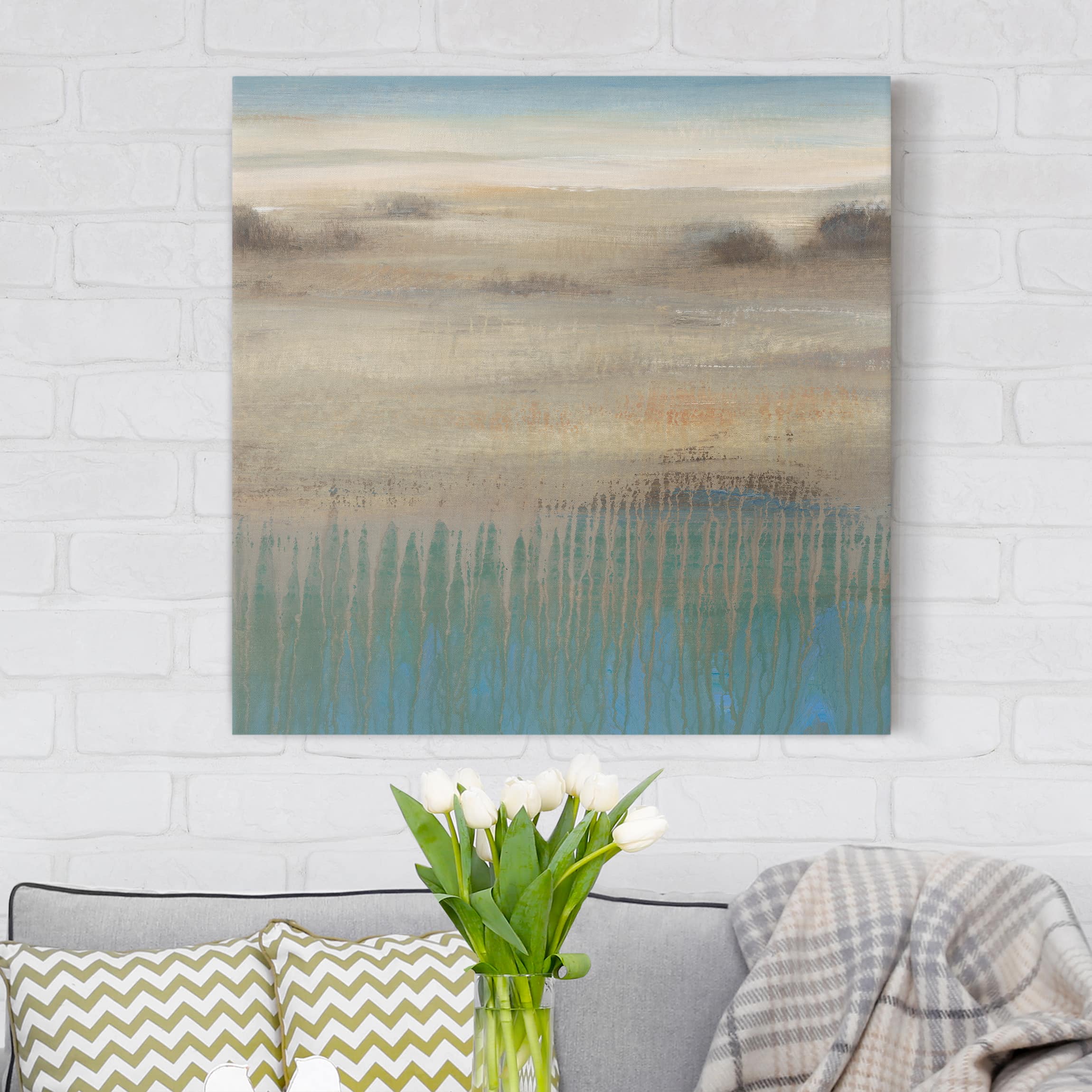 Lienzo cuadro en lienzo bastidor impresion en lienzo beige abstracto pintura 274 cuarto de baño cocina dormitorio salón pasillo 60 x 60 cm