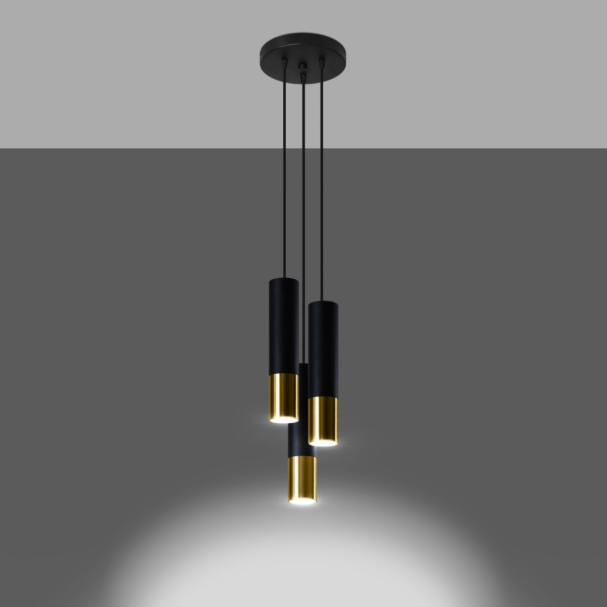 Lampa wisząca ZARPEX 3P czarny/złoty LED 3000K - 20x20x90cm Sollux