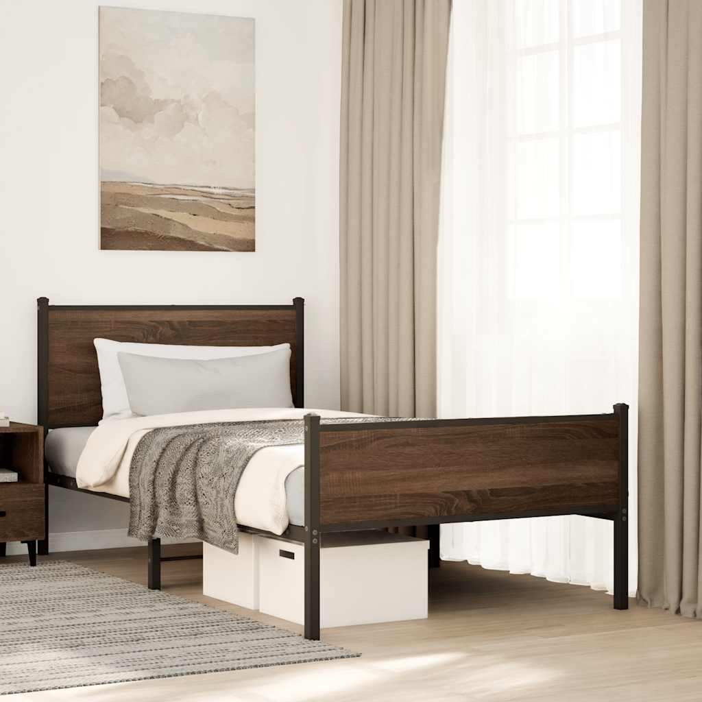 Łóżko Metalowe Rama Łóżka Ze Stelażem Do Pokoju Sypialni 107x203 cm