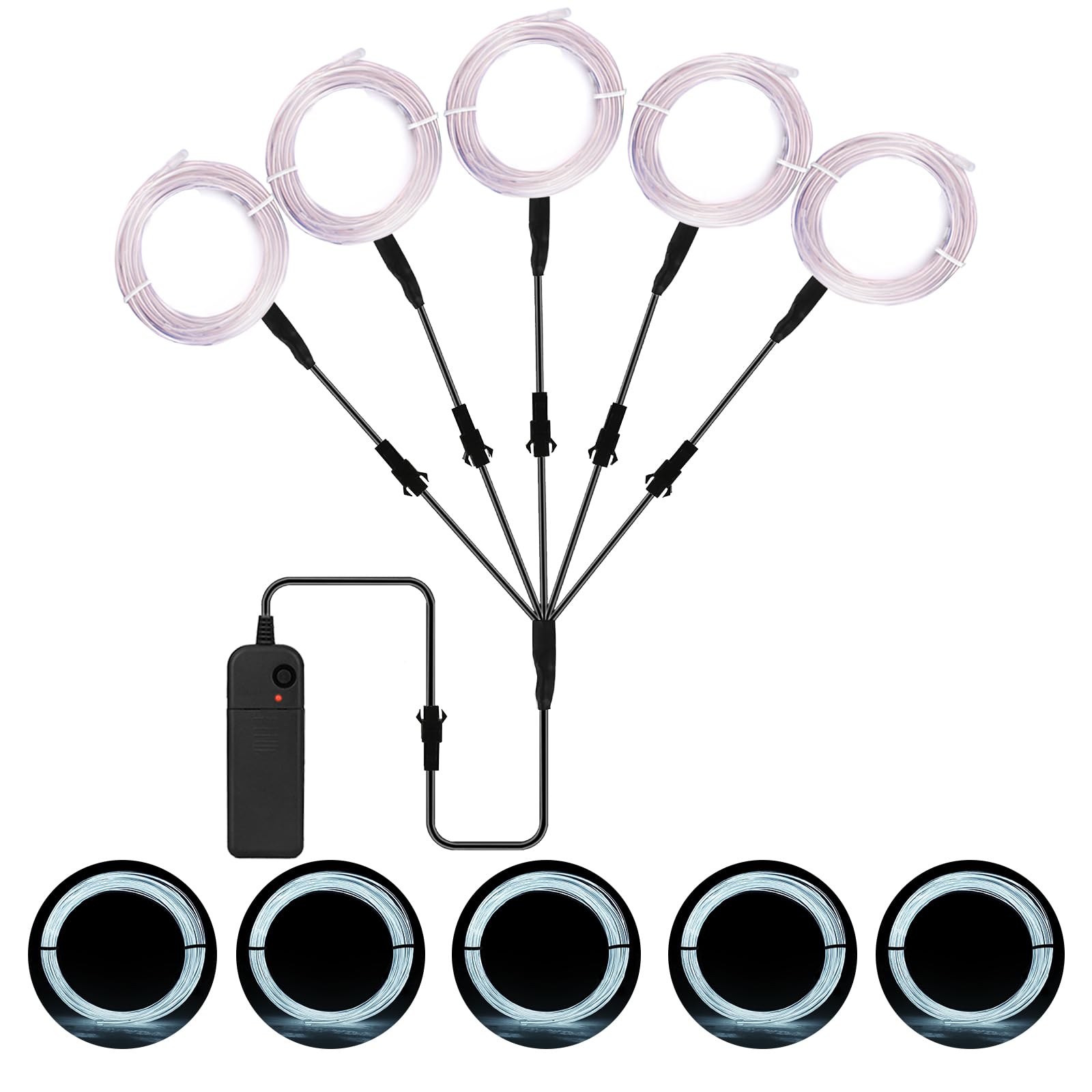 Światła neonowe Lumières EL Wire, zestaw 5 w 1 (1 m) przewodów elektroluminescencyjnych EL do dekoracji imprez DIY