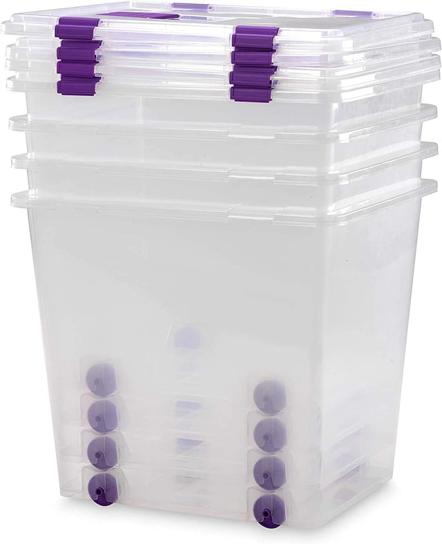 CASA COMODA | Scatola portaoggetti | Scatola di plastica trasparente |. Capacità di 52 litri | Misure 510 x 410 x 360 mm | Lotto di 5 unità