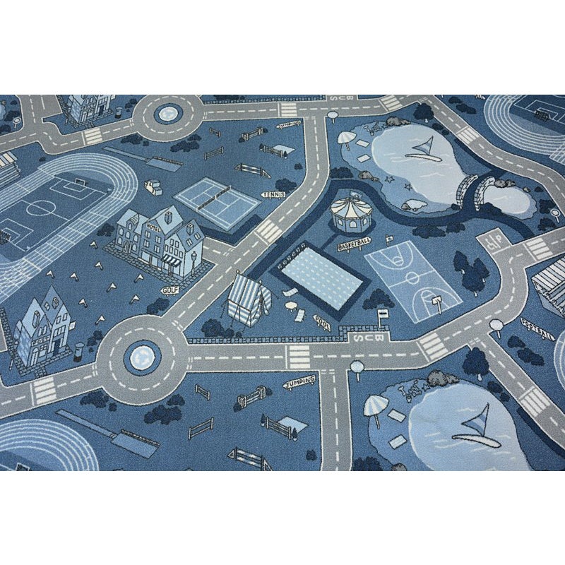 DYWAN - WYKŁADZINA antypoślizgowa dla dzieci STREET niebieski 100x250 cm