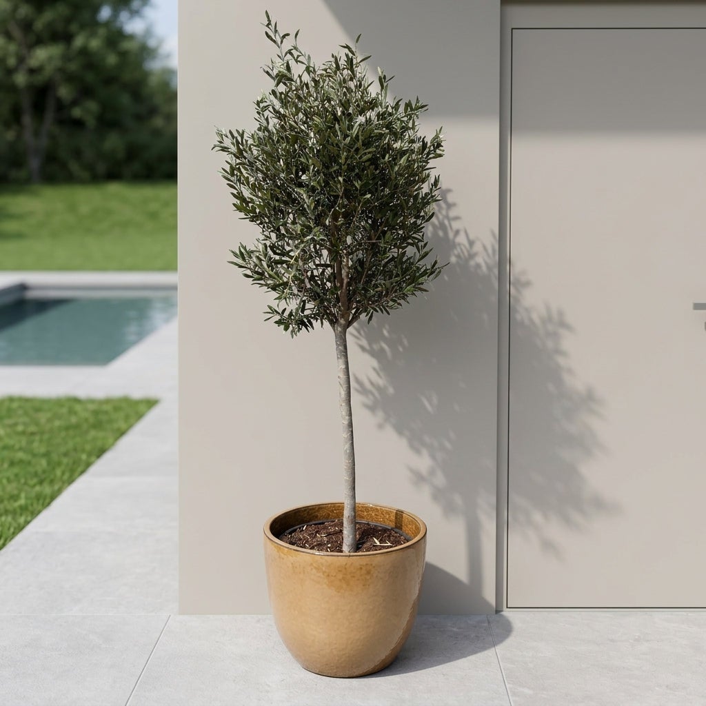 Lot olivier + pot LANCELOT 47x41cm jade, pot en terre cuite émaillée - 5