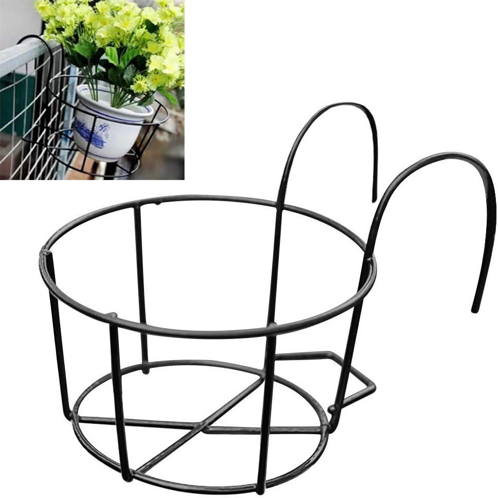 Okrągły metalowy wiszący uchwyt na doniczki na balkon, do domu i ogrodu (16 cm)