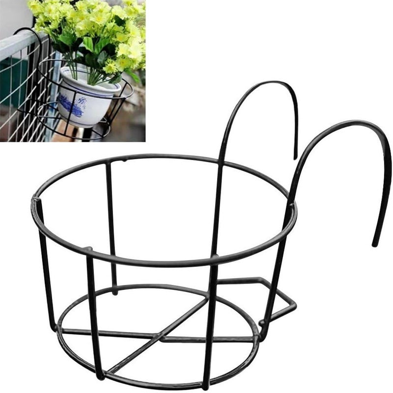 Okrągły metalowy wiszący uchwyt na doniczki na balkon, do domu i ogrodu (16 cm)