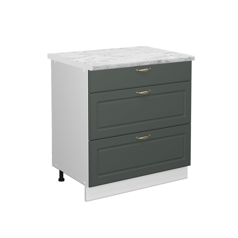 Vicco Szafka dolna do kuchni Fame-Line, Green Gold Country, 80 cm z 3 szufladami, BP Marmur