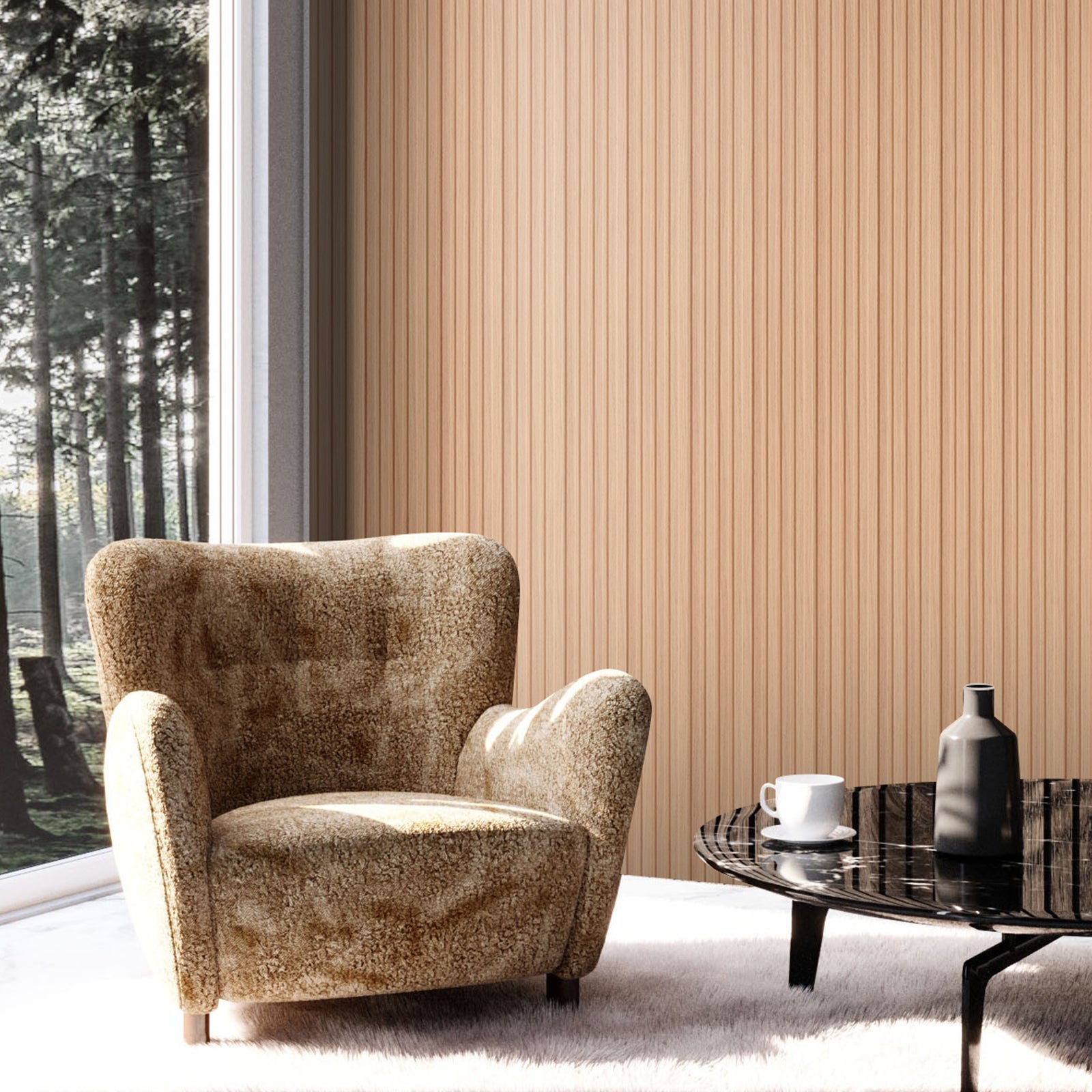 Panneau Mural Acoustique WPC VEVOR 2450x166 mm,Lot de 8,Effet Faux Bois,Réduction Bruit,Décoration Moderne,Bois de Frêne - 8