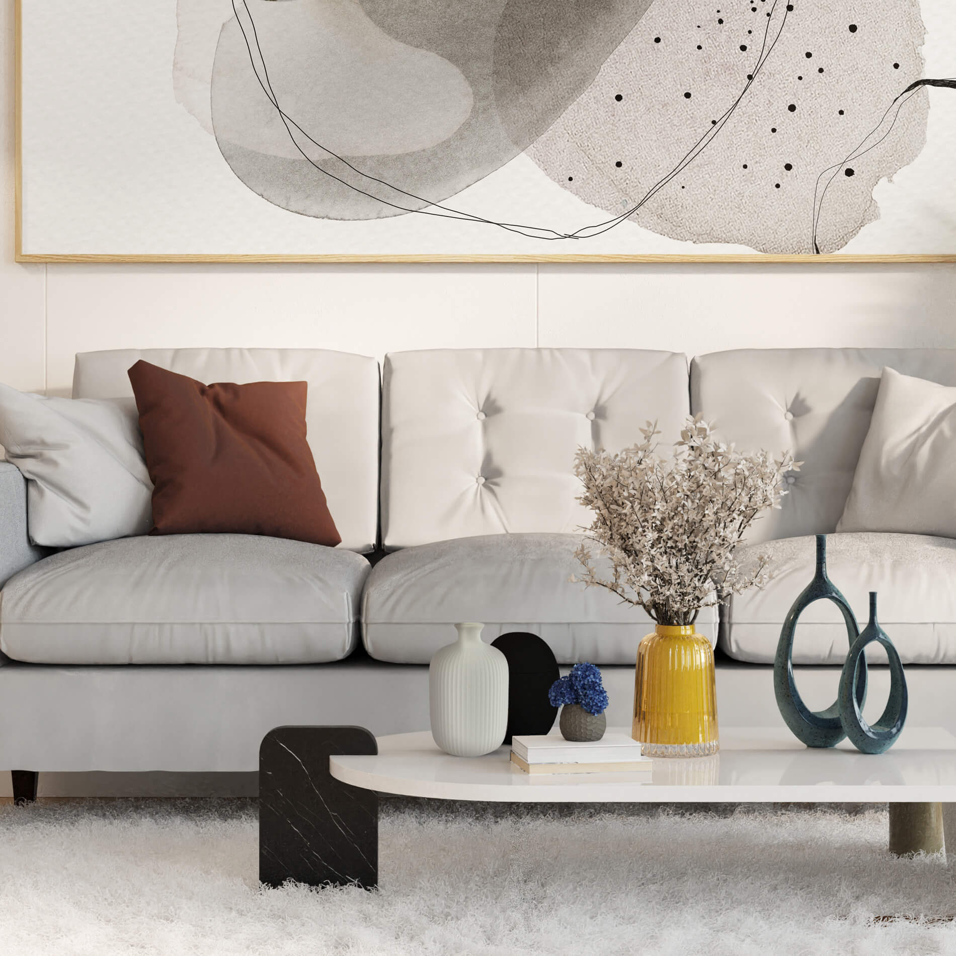 Rebecca Mobili Vaso Decorativo Tamanu 25x16x16 Gres Bianco - 2