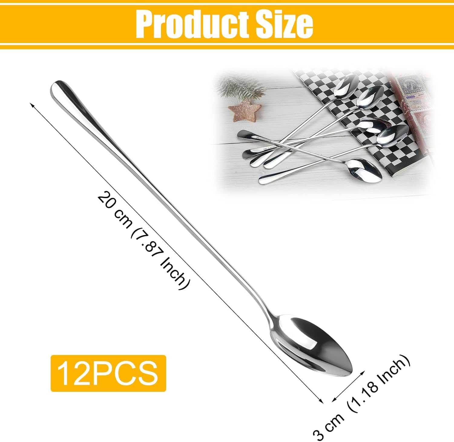 Acquista Cucchiaio da Cocktail in Acciaio Inossidabile da 12 Pollici - Design a Spirale Lungo e Attraente - Bar Spoon e Cucchiaio da Miscelazione per Cocktail per Shaker, Bicchieri Alti e Brocche