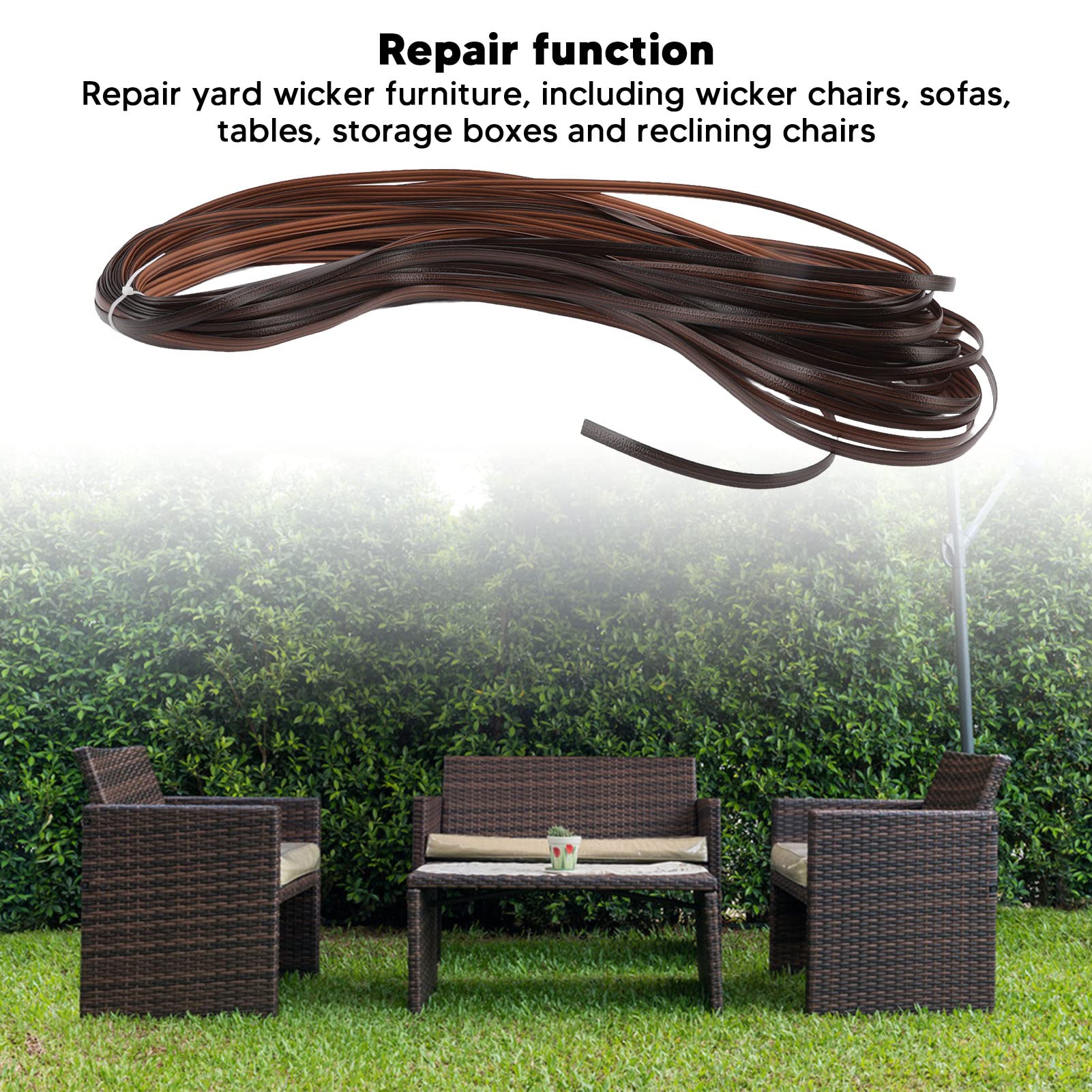 Kit de réparation en rotin synthétique en plastique haute résistance pour meubles (marron - COMFORTXL - 3