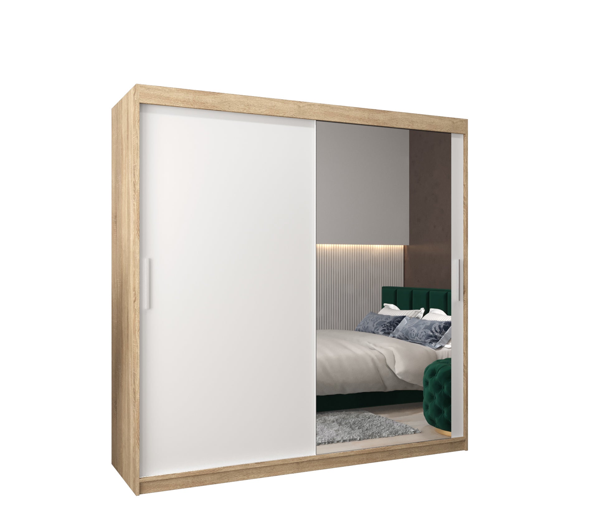 Szafa przesuwna garderoba TOKYO 2 200 x 62 x 200 cm Sonoma + Biały - Abiks Meble