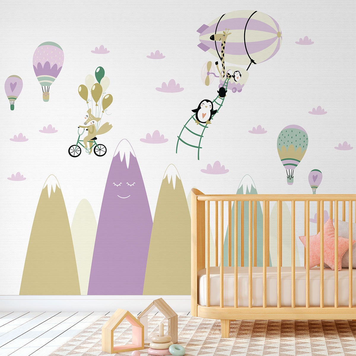 Adesivo montagne scandinave animali e amici divertenti - Sticker adesivo - adesivi murali - 70x105cm - 5