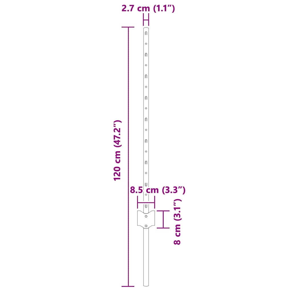 vidaXL Poteau de clôture enchâssé 5 pc Vert 120 cm - 7