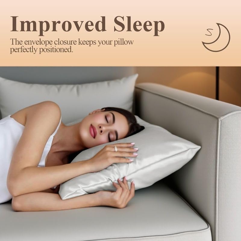 Fronha de cetim sedoso para cabelo e rosto - Conjunto de 2 - Antirrugas - Zíper invisível - 50 x 75 cm - 4