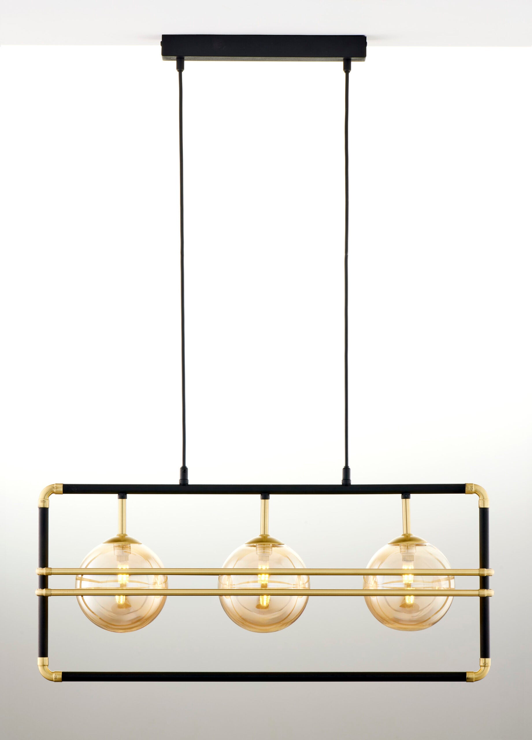 Lampa sufitowa FIORI czarno-złoto-bursztynowa 3xG9x8W metal wym:115x68x27cm IP20 Jupiter