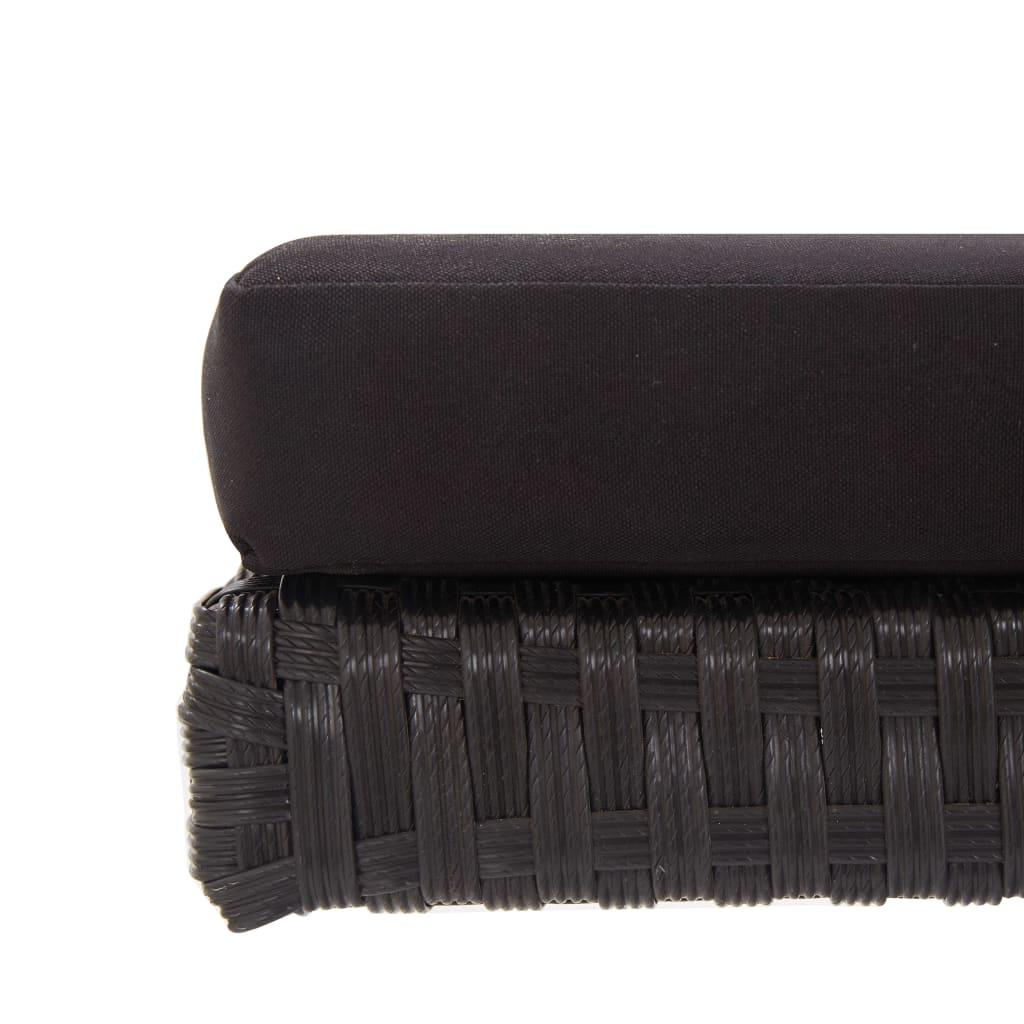 Panca da giardino arredo da esterno terrazza con cuscini 110 x 60 x 32 cm resina nera intrecciata 02_0011 02_0011595 - 7