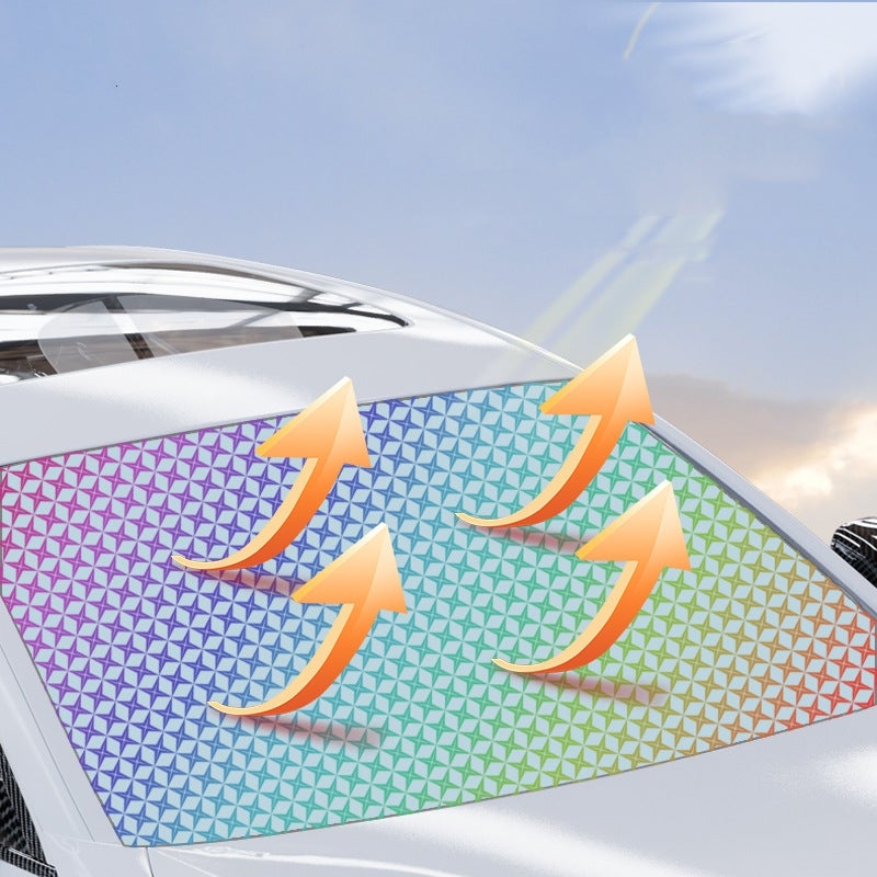 Parasole Parabrezza Auto Colorato Con Foglie Verdi E Fiori - Protezione UV, Mantiene L'Abitacolo Fresco, Accessorio Auto Universale