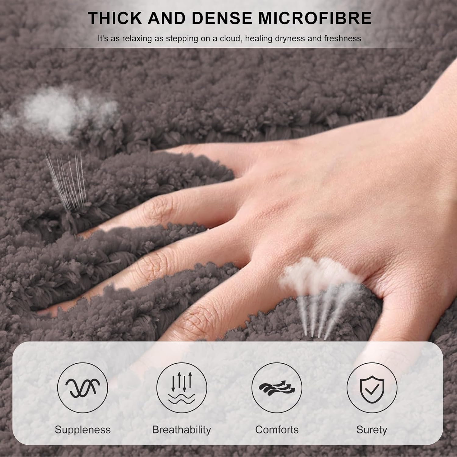 Tapis de Bain 40 x 60 cm, antidérapant, Doux, Absorbant l'eau, en Microfibre, pour la Salle de Bain, Lavable en Machine, pour Baignoire - 2