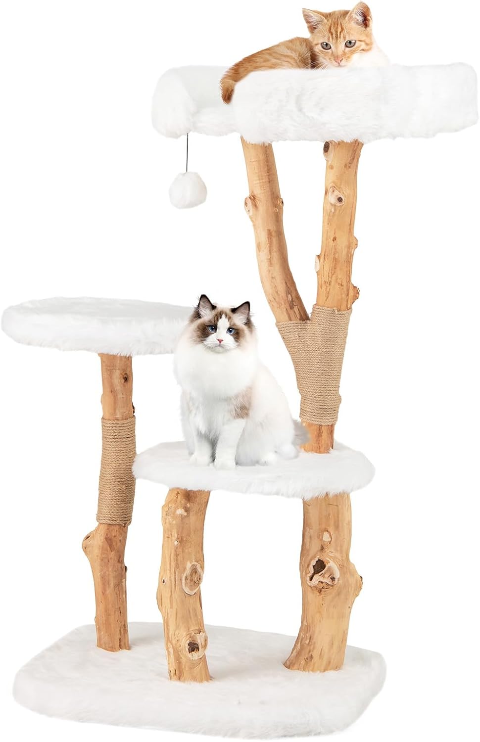 Arbre à Chat 110cm à 4 Niveaux en Bois Massif avec Plateforme, Perchoir ...