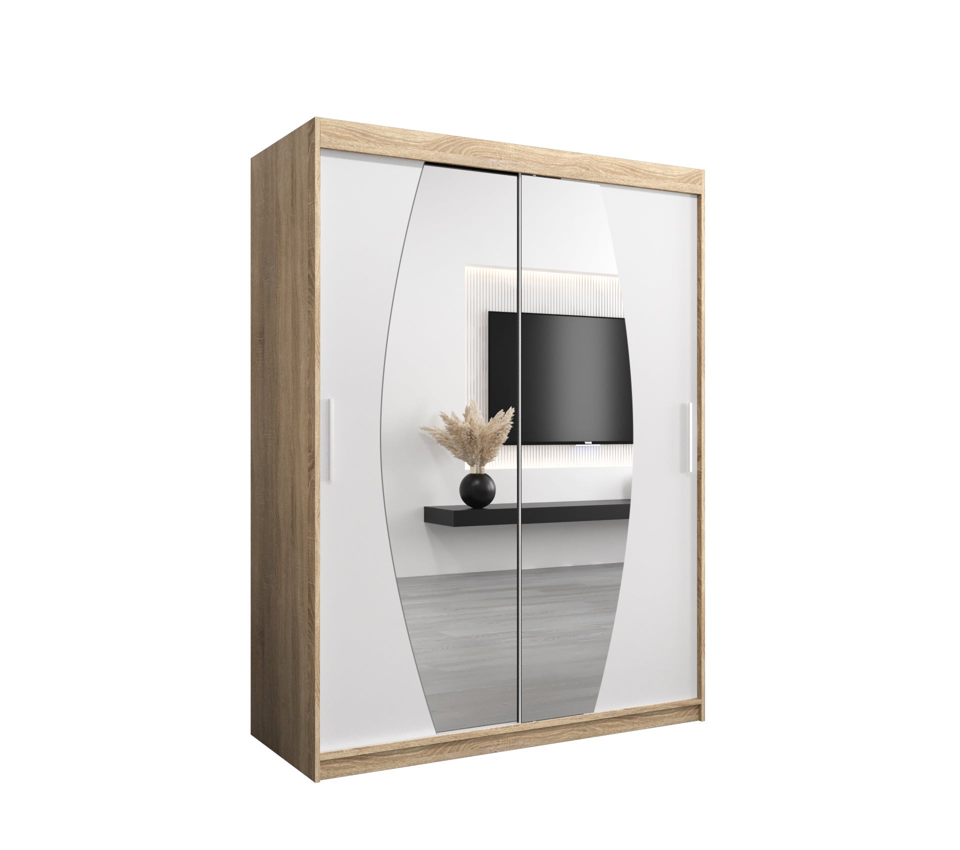 Szafa przesuwna garderoba ELYPSE 150 x 62 x 200 cm Sonoma + Biały - Abiks Meble