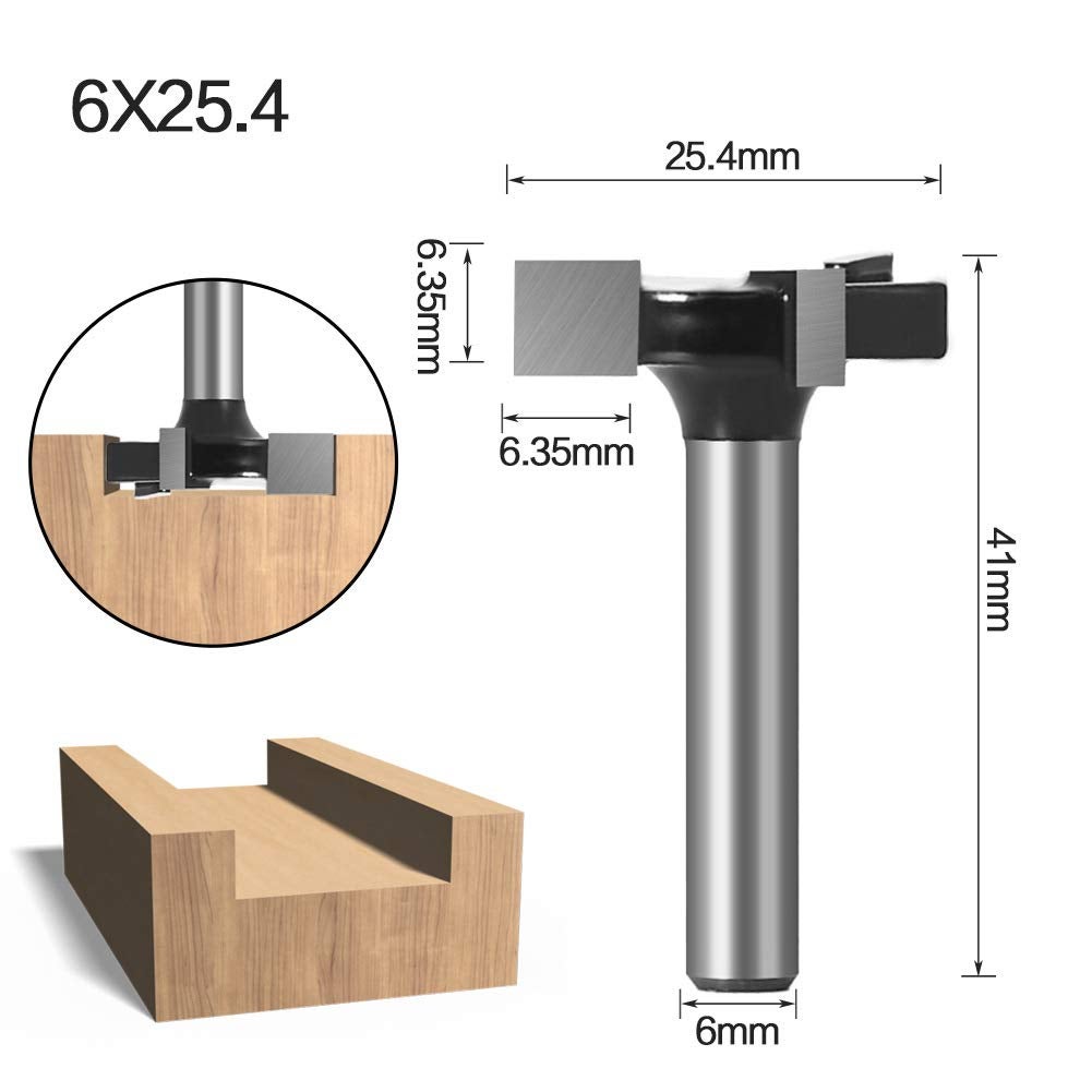 Fresa Scanalatura Set 6mm - APLUS 2Pz Fresa a Disco per Linguette e Scanalature, 3 Denti a Forma