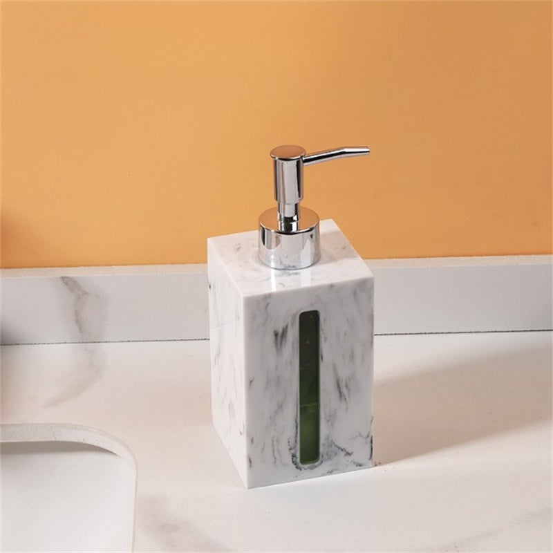 Butelka mydła w płynie z żywicy, butelka żelu pod prysznic, butelka 500 ml, biała, srebrna głowica pompki, 7,2 * 7,2 * 18,5 cm