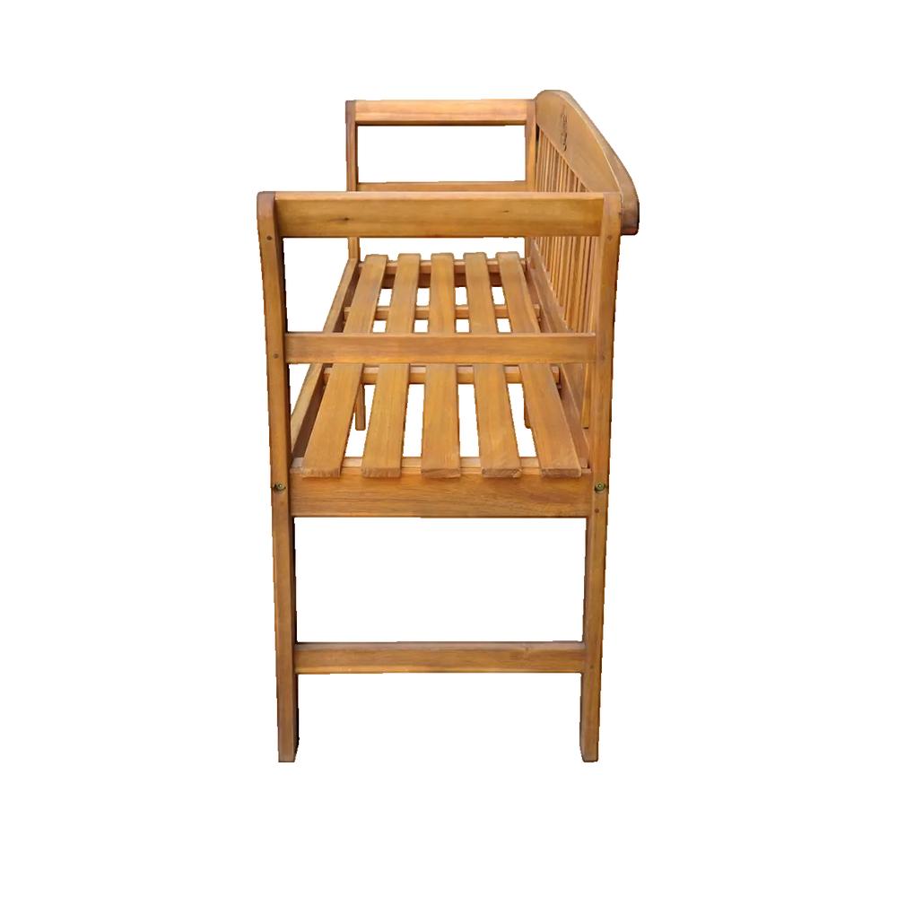 Banc de jardin en acacia sculpté - Naturel - 157x45x82.5 cm - Bois - 3